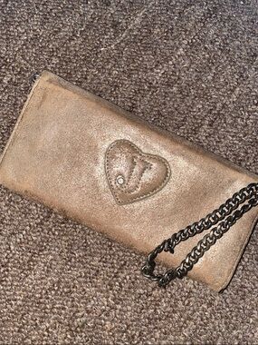 Juicy Couture Metallic Gold Heart Clutch with Chain Strap